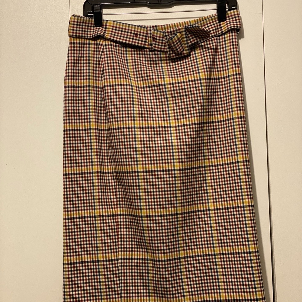 Chic Plaid Pencil Skirt in Yellow and Brown